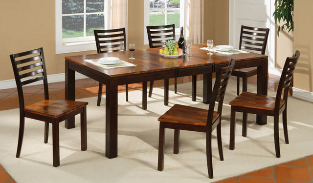 Winners Only® Fifth Avenue Natural 78" Leg Table with Leaf and Espresso Base