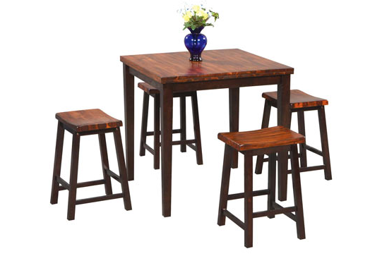 Winners Only® Home Dining Fifth Avenue 5-pieces Square Counter Height Leg Table with 4 Stools 0