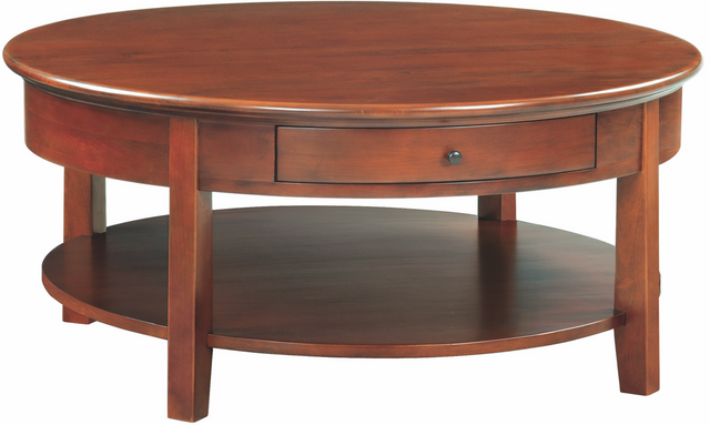 Whittier Wood® Furniture McKenzie Glazed Antique Cherry Round Cocktail ...