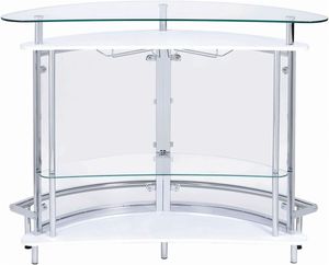 Coaster® CoasterEssence White/Chrome 2-Tier Bar Unit