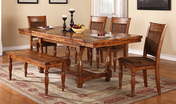 Winners Only® Grand Estate Brown 92" Trestle Table with Leaves