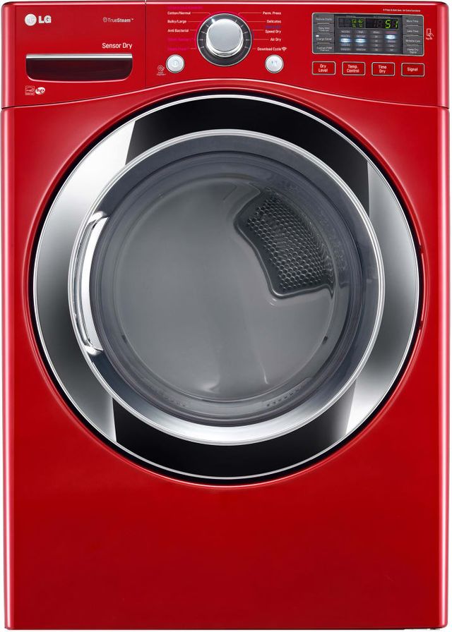 LG Front Load Electric Steam Dryer-Wild Cherry Red 0