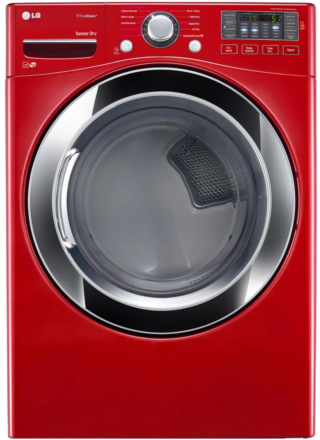 LG Front Load Gas Steam Dryer-Wild Cherry Red 0