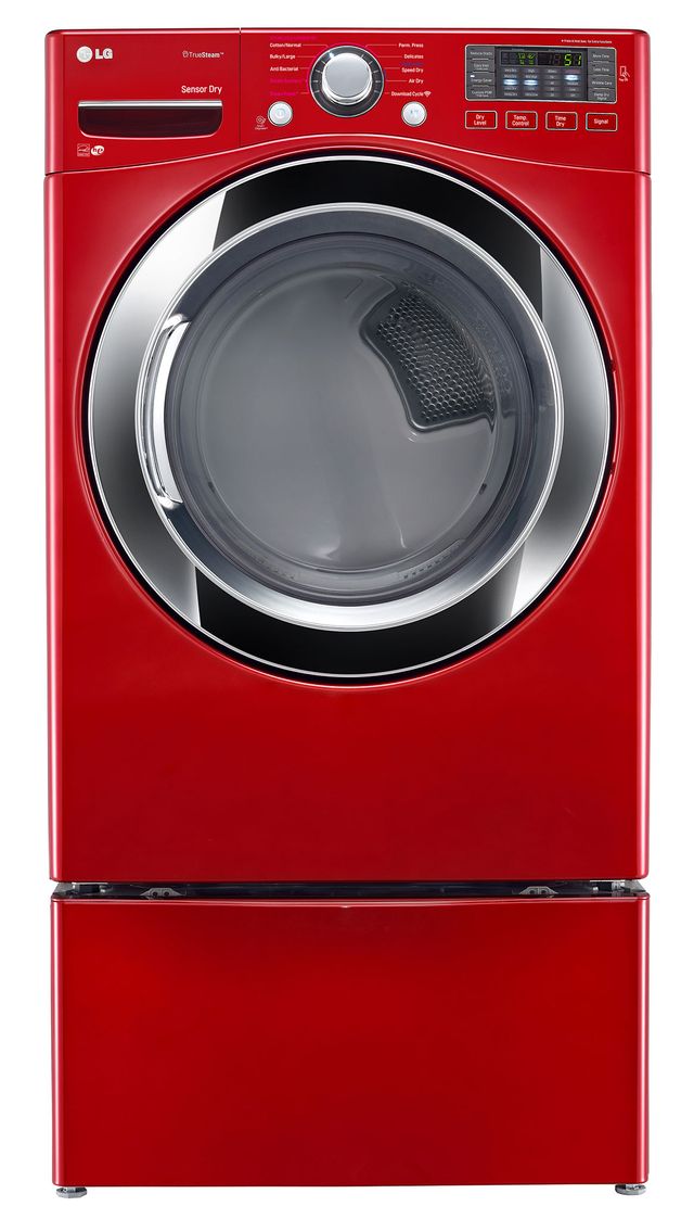 LG Front Load Gas Steam Dryer-Wild Cherry Red 1