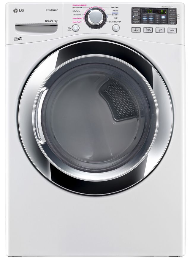 LG Front Load Gas Steam Dryer-White 0