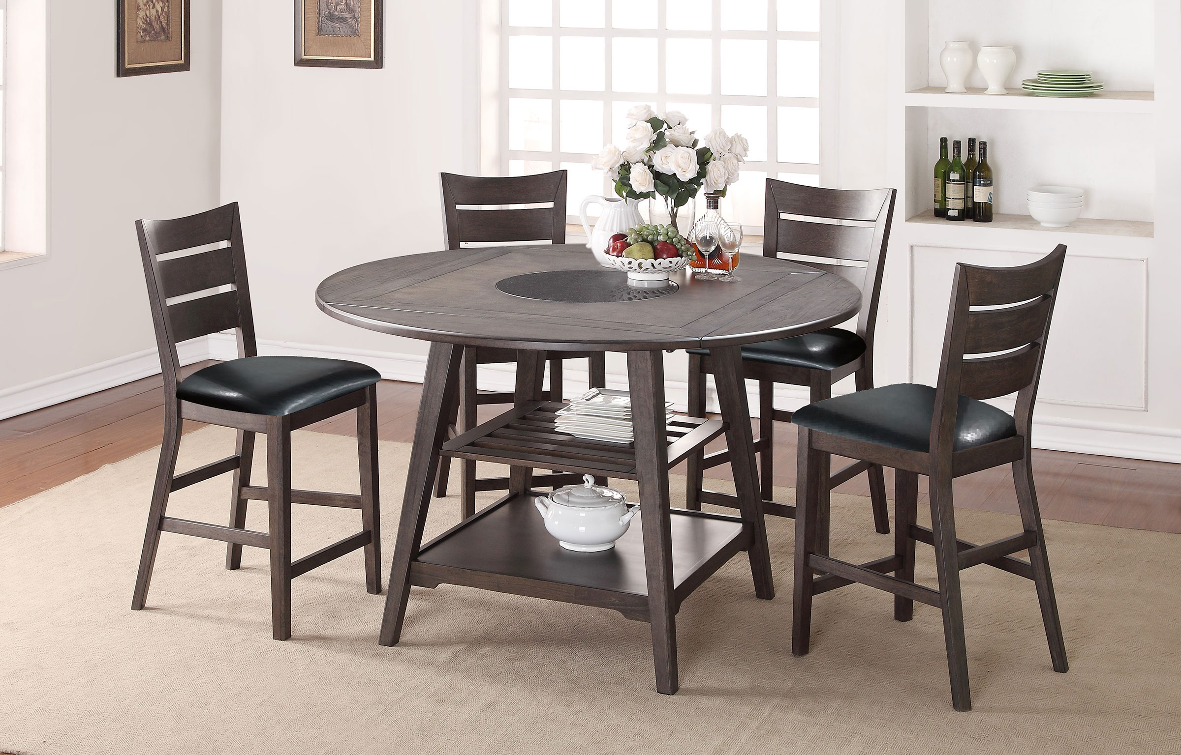 Winners Only® Parkside Grey 60 Round Table with Drop Leaves | Bozzuto's  Furniture and Appliance