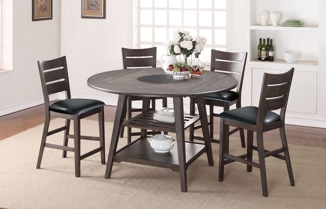 Winners Only® Parkside Grey 60" Round Table with Drop Leaves