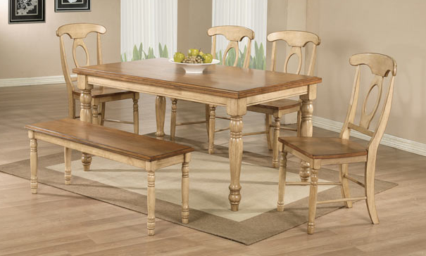 Winners Only® Quails Run Almond 60" Leg Table with Wheat Base