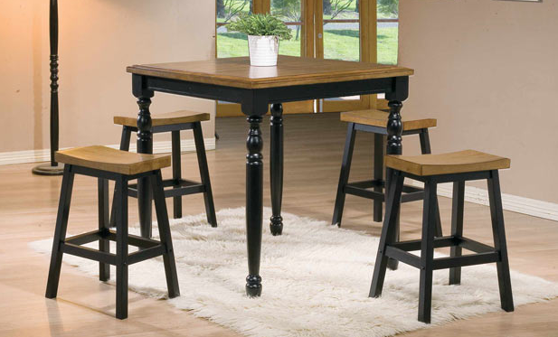 Winners Only® Quails Run Almond 36" Square Tall Table with Ebony Base