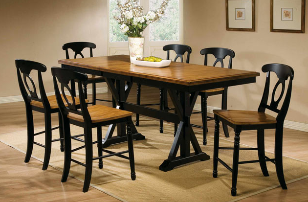 Winners Only® Quails Run Almond/Ebony 78" Tall Table with 18" Butterfly Leaf