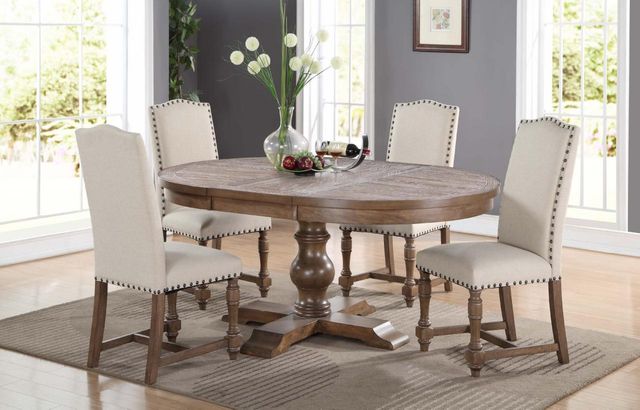 Winners Only® Xcalibur Gray 66" Pedestal Table with Leaf