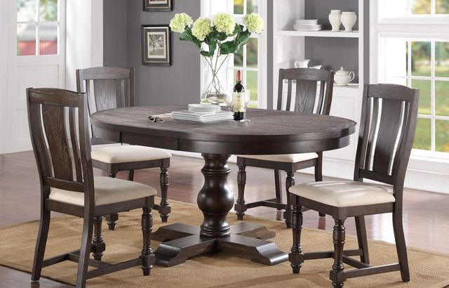 Winners Only® Xcalibur Espresso 66" Pedestal Table with Leaf