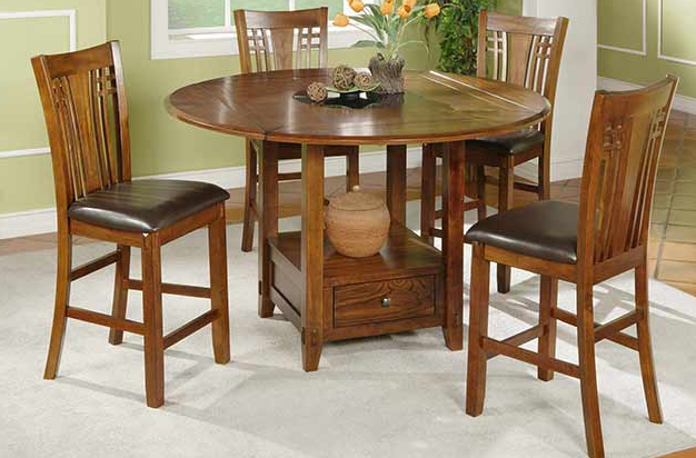 Winners Only® Zahara Medium Oak 60” Round Table with Granite Lazy Susan