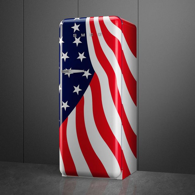 Smeg 50's Retro Style 9.9 Cu. Ft. American Flag Top Freezer Refrigerator 1