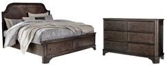 Signature Design by Ashley® Adinton 2-Piece Brown King Panel Storage Bed Set