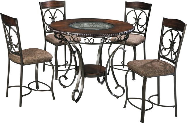 Signature Design by Ashley® Glambrey 5-Piece Dark Bronze/Dark Cherry Dining Table Set-0