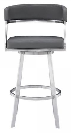 Armen Living Saturn Gray Faux Leather 26" Counter Height Stool