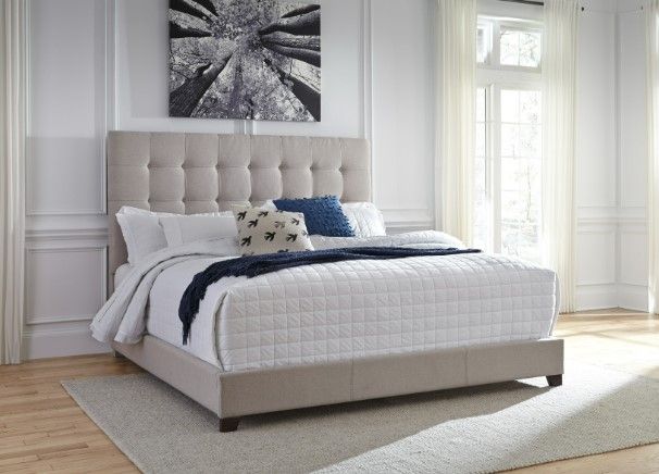 Signature Design by Ashley® Dolante 2-Piece Beige King Upholstered Bed Set-3