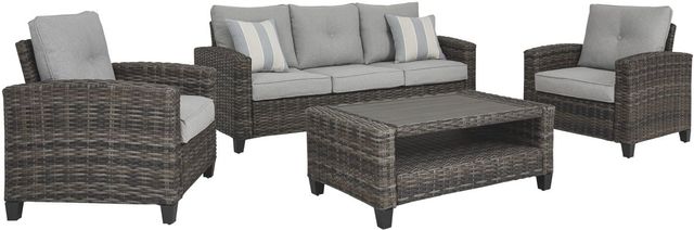 Signature Design by Ashley® Cloverbrooke Gray 4-Piece Outdoor Gathering Set 0