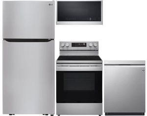 LG 4-Piece Standard Depth Top Freezer Refrigerator and Electric Range Kitchen Package