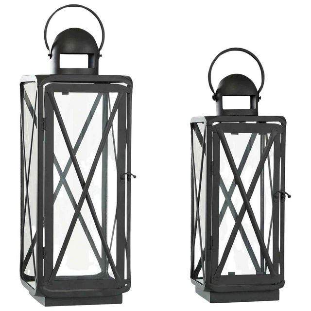 Style Craft Set of 2 Black Matte Lanterns-0