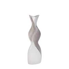 Sagebrook Home Ceramic 20" White/Silver Twisted Vase