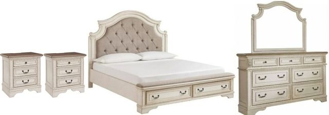 Signature Design by Ashley® Realyn 5-Piece Two-tone King Upholstered Bed Set