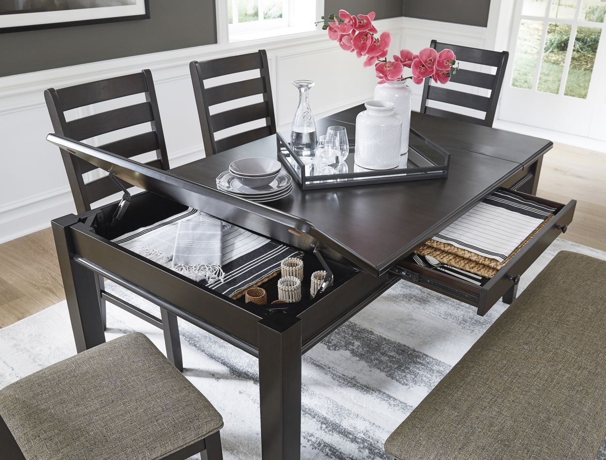 black dining table with storage