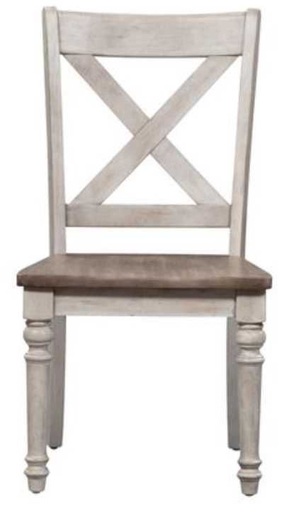 Liberty Cottage Lane Antique White X Back Wood Seat Side Chair-1