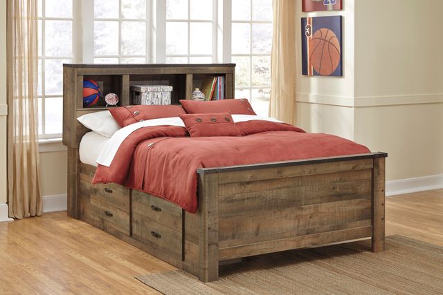 Signature Design by Ashley® Trinell Rustic Brown Full Bookcase Bed with with 2 Storage Drawers-1