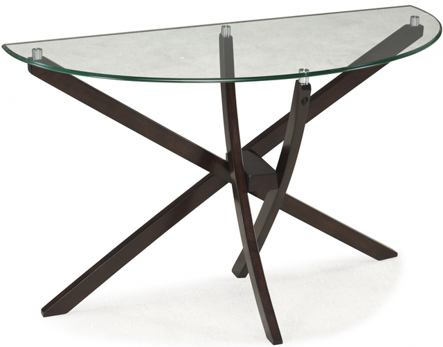 Magnussen Home® Xenia Espresso and Glass Demilune Sofa Table-0