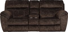 Catnapper® Sedona Mocha Power Headrest with Lumbar Power Lay Flat Reclining Console Loveseat with Storage & Cupholders