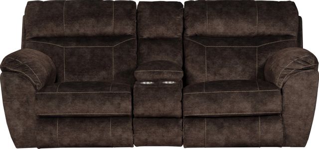Catnapper® Sedona Mocha Power Headrest with Lumbar Power Lay Flat Reclining Console Loveseat with Storage & Cupholders 0