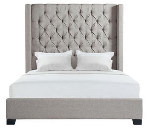 Elements International Morrow Grey King Upholstered Bed