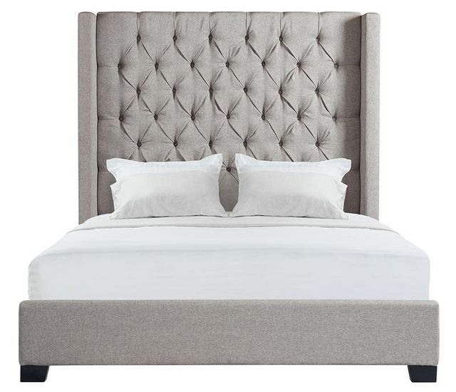 Elements International Morrow Grey King Upholstered Bed-0
