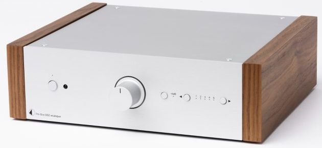 Pro-Ject Pre Box DS2 Analog Silver Stereo Preamplifier with Walnut Wooden Side Panels 0