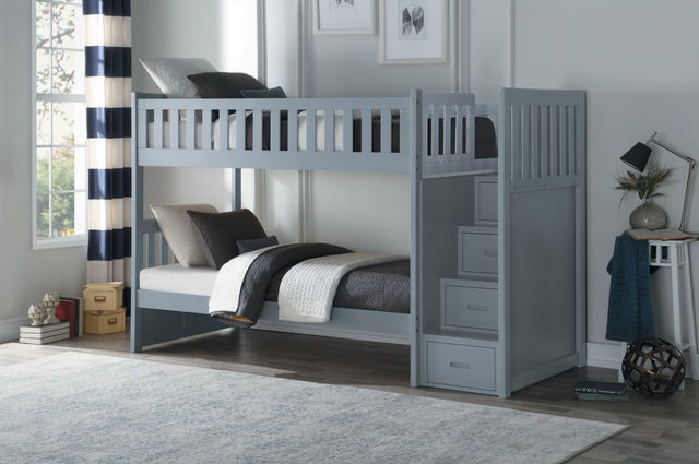 Homelegance Orion Gray Twin/Twin Bunk Bed With Reversible Step Storage 0