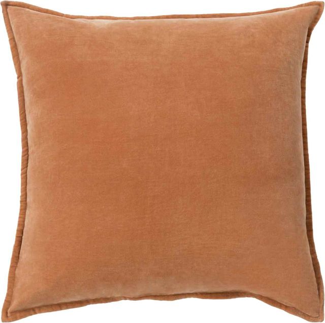 Surya Cotton Velvet Burnt Orange 22"x22" Pillow Shell with Down Insert-0
