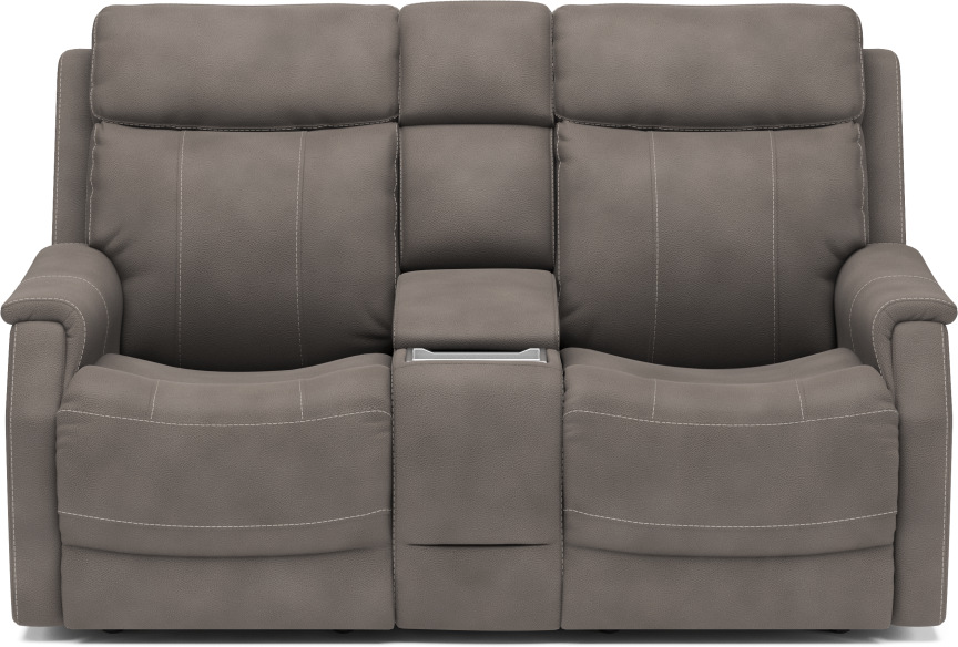 Flexsteel® Easton Gray Power Reclining Loveseat With Console And Power ...