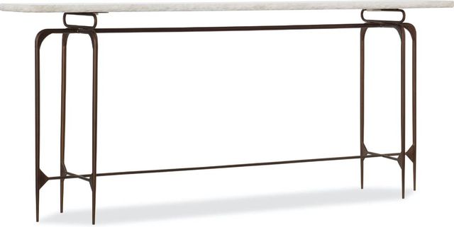 Hooker® Furniture Commerce and Market White Marble Top Console Table with Antique Copper Skinny Metal Base