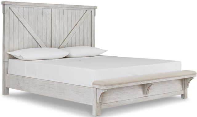 Signature Design by Ashley® Brashland 2-Piece White King Panel Bed Set 1