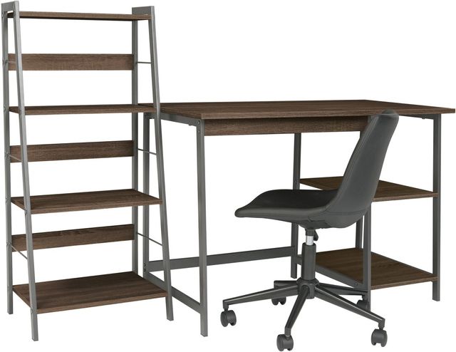 Signature Design by Ashley® Soho Warm Brown Home Office Desk and Shelf-3