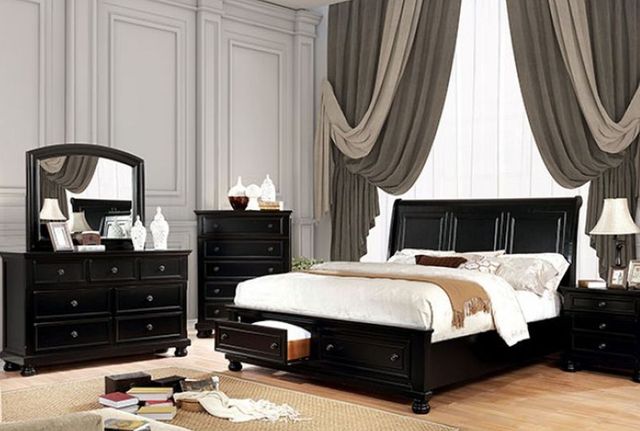 Furniture of America® Castor Black Five Piece Queen Storage Bedroom Set