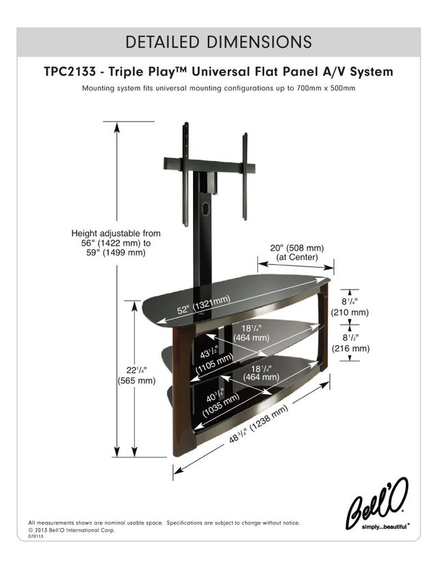 Bell'O® Triple Play™ Universal Flat Panel A/V Stand 4