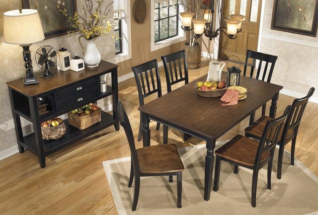 Signature Design by Ashley® Owingsville Black/Brown Rectangular Dining Room Table 10