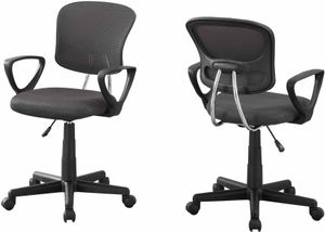 Office Chair, Adjustable Height, Swivel, Ergonomic, Armrests, Computer Desk, Work, Juvenile, Metal, Mesh, Grey, Black, Contemporary, Modern