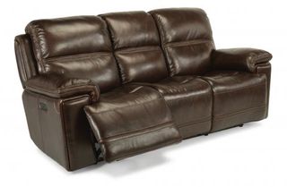 Flexsteel® Fenwick Brown Power Reclining Sofa with Power Headrests
