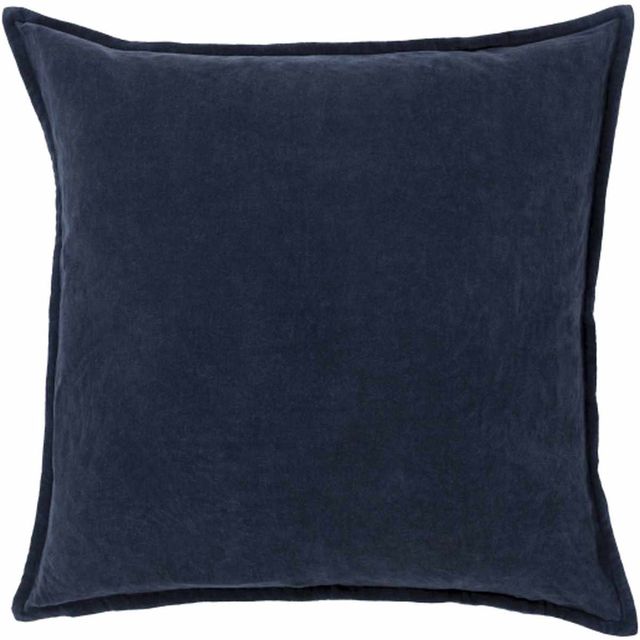 Surya Cotton Velvet Navy 18"x18" Pillow Shell with Down Insert-0