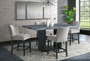 Elements International Valentino 5 Piece Grey/Black Counter Height Dining Set