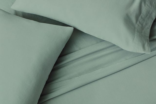 Malouf® Linen-Weave Cotton Sage Queen Pillowcases 1